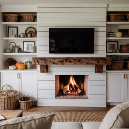 Rustic Fireplace Mantel Beam For Cozy Living Room Decor