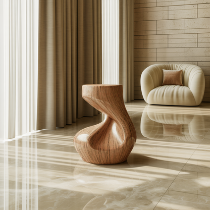 Handcrafted Solid Wood Abstract Sculpture For Entryway