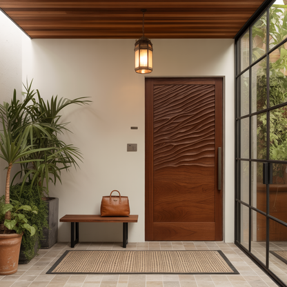 Modern Wave Pattern Front Door Design For Entryway