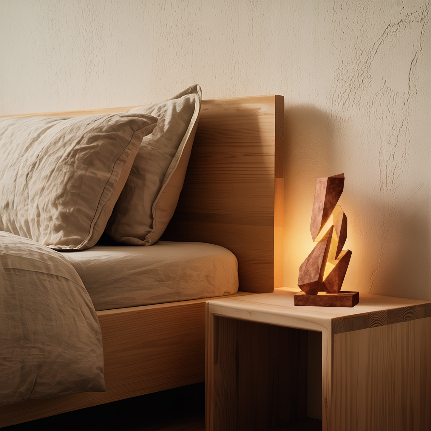 Rustic Geometric Table Lamp For Bedroom Nightstand