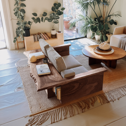 Contemporary Sofa With Built In Side Table For Living Room