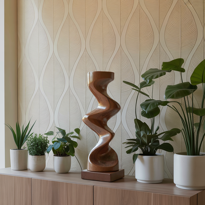 Rustic Solid Wood Abstract Sculpture For Patio Design