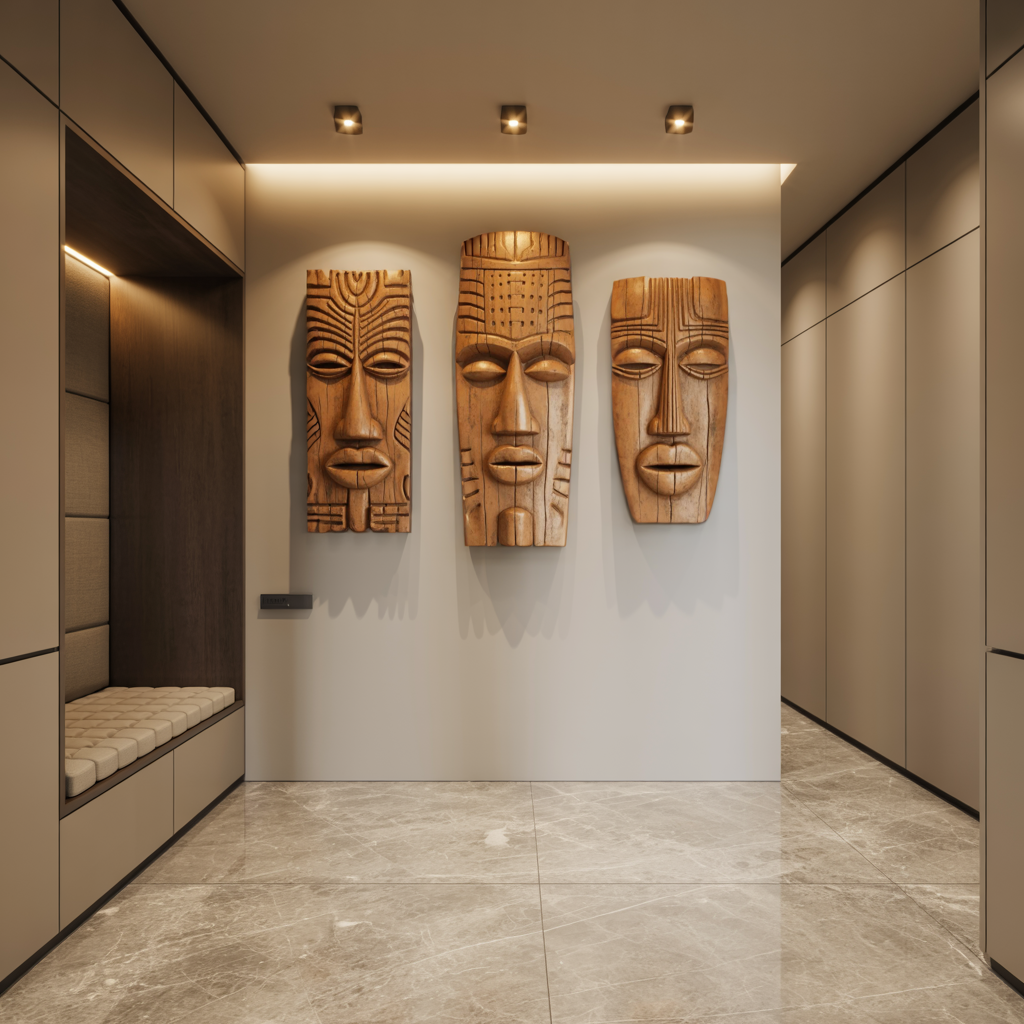 Tribal Wall Sculpture Set For Living Room Decor