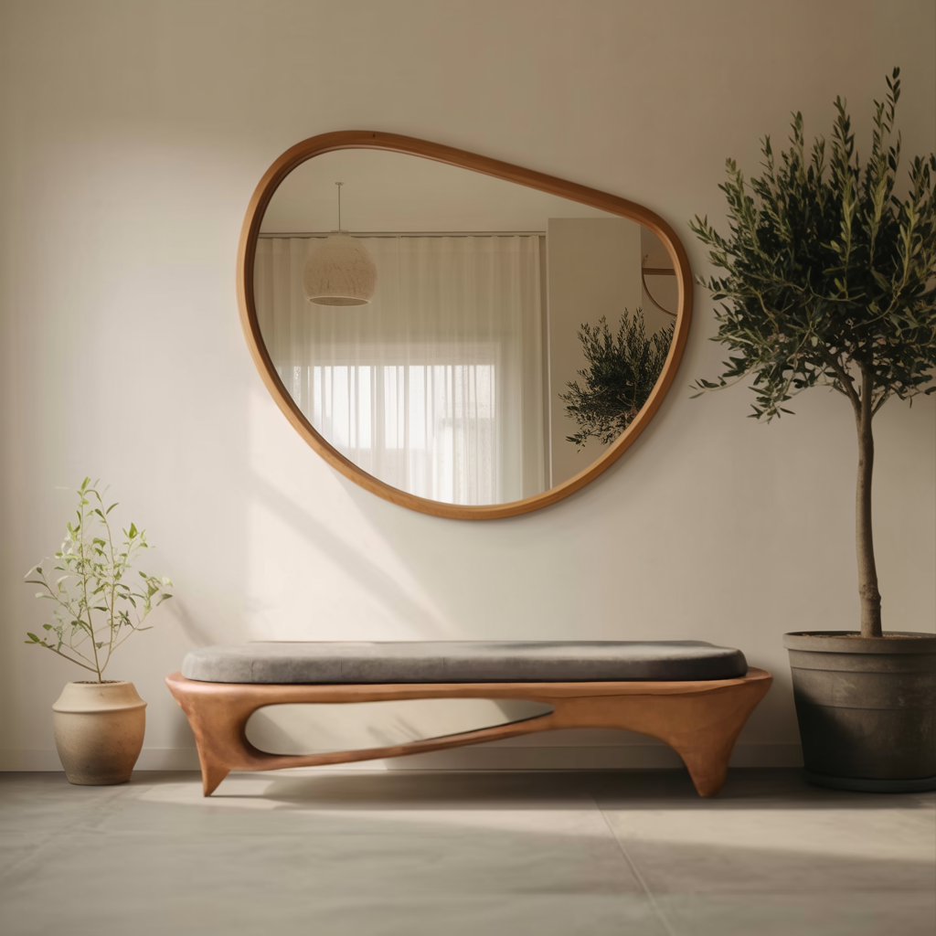 Modern Sculptural Entryway Bench For Living Room