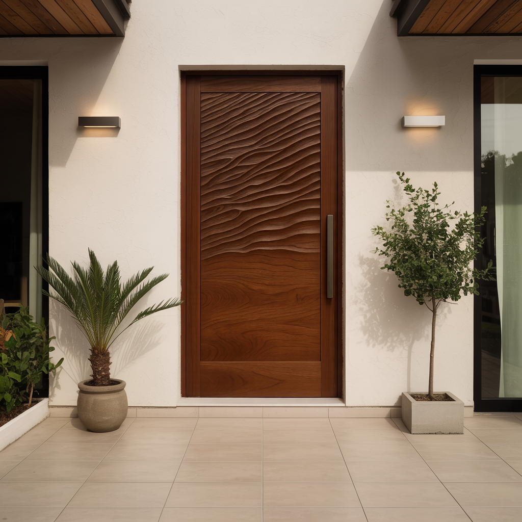 Modern Wave Pattern Front Door Design For Entryway