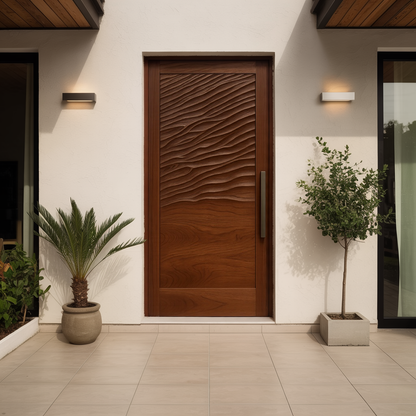 Modern Wave Pattern Front Door Design For Entryway