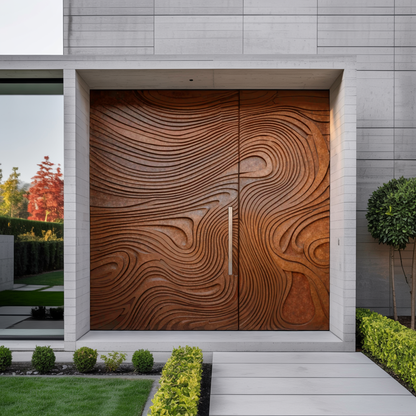 Contemporary Sculpted Door For Grand Entryway Or Modern Villa