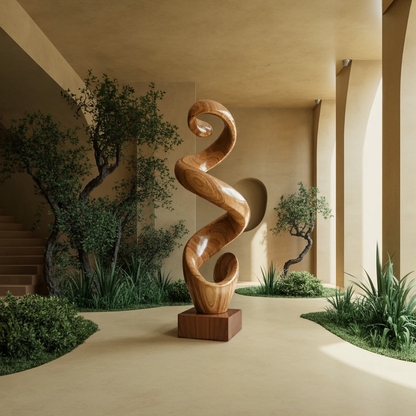 Rustic Large Twisted Spiral Floor Art For Office Decor