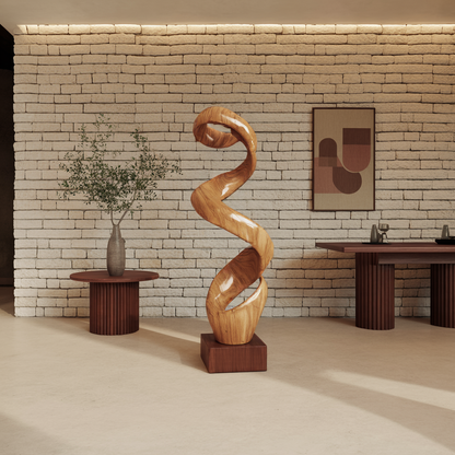 Rustic Large Twisted Spiral Floor Art For Office Decor