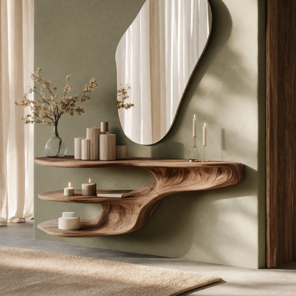 Rustic Solid Wood Vanity For Bedroom Makeup Organization