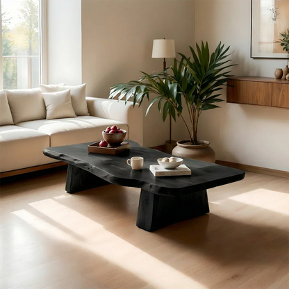 Designer walnut coffee table with smooth surface finish