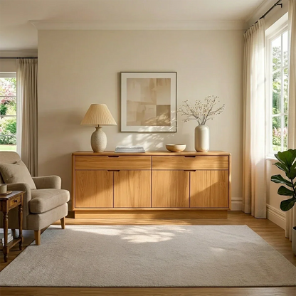 Contemporary buffet cabinet featuring sleek drawer storage and simple modern aesthetics