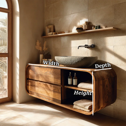 Stylish walnut vanity with storage and sink – wood bathroom vanity