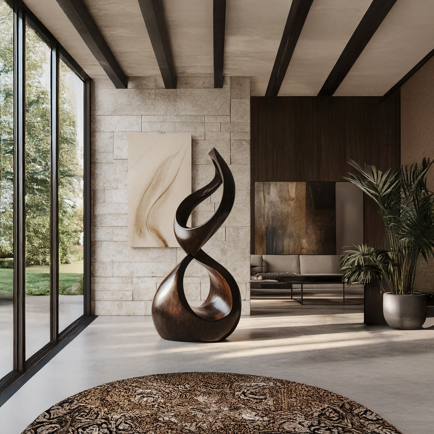 Rustic Large Wooden Sculpture For Outdoor Garden Style