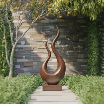 Mid Century Wooden Sculpture For Garden Decorative Panel