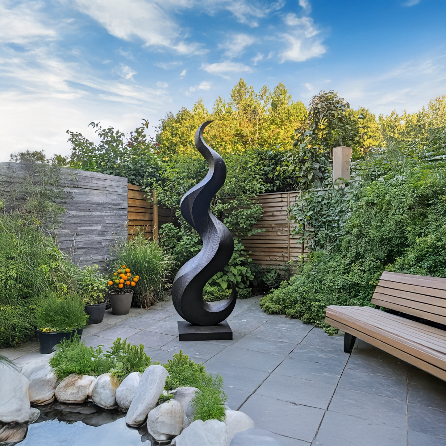 Mid Century Large Wooden Sculpture For Furniture Backdrop