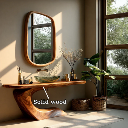 Luxury bathroom interior with modern brown vanity for bathroom.