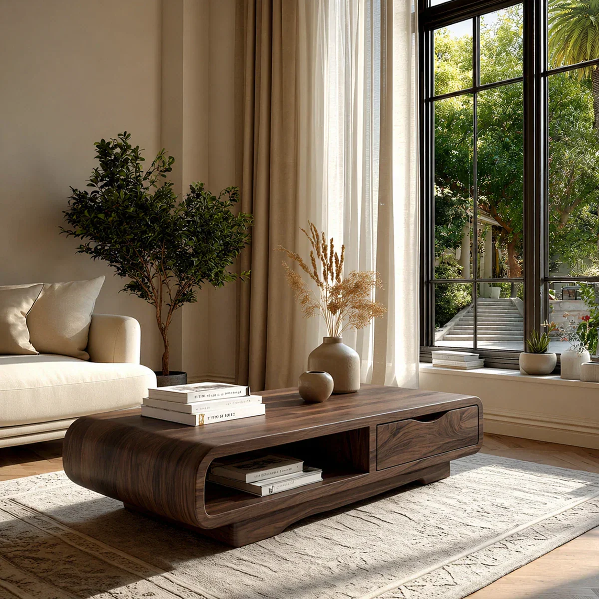 Compact coffee table with open storage space and clean lines for minimalist living rooms