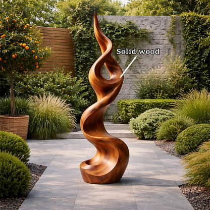 Sculptural garden centerpiece featuring sweeping lines and refined brown tone finish
