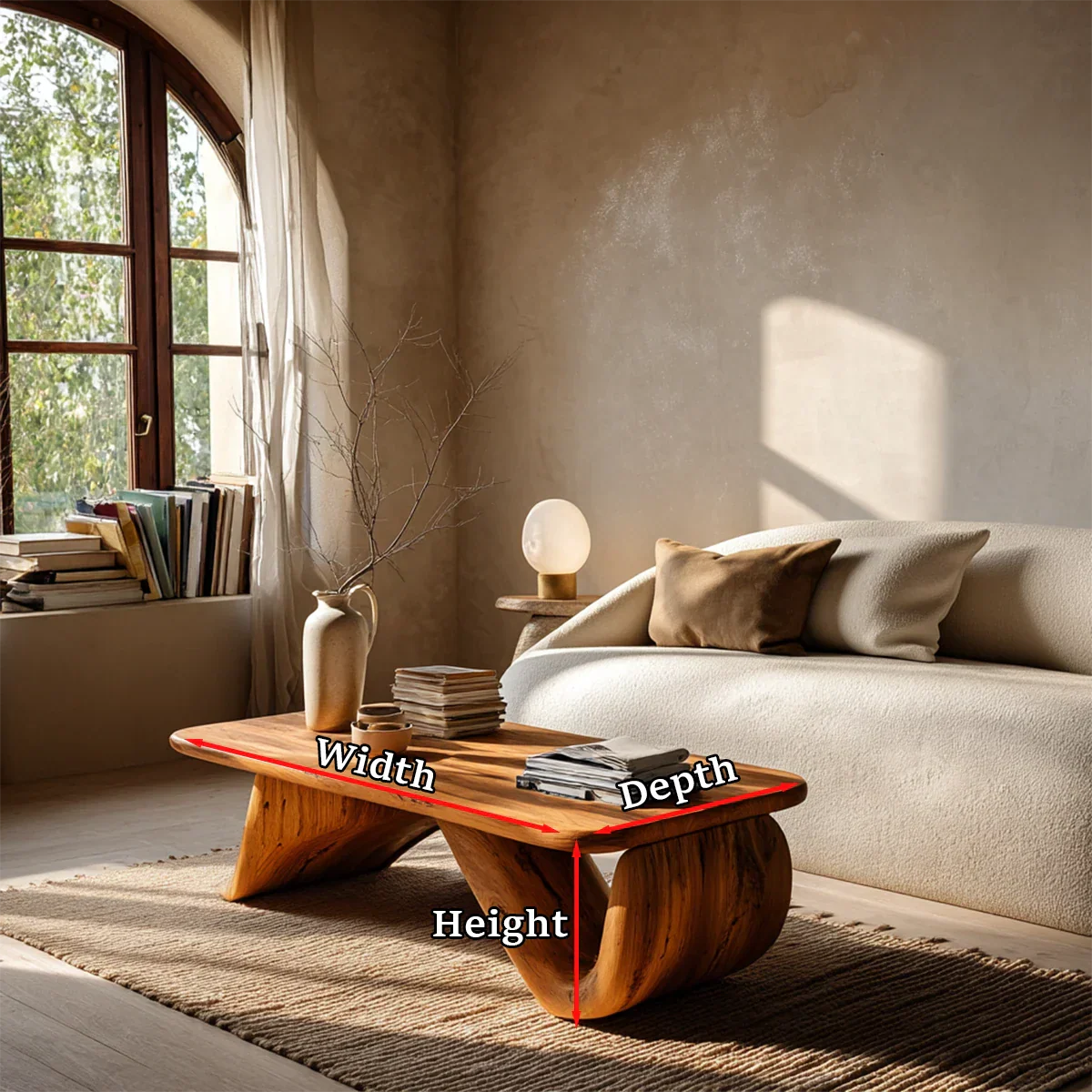 Compact coffee table with organic curves and smooth finish for bright contemporary interiors