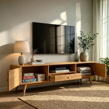 Contemporary television stand showcasing practical storage and refined modern styling