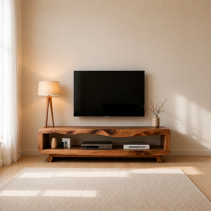 Live Edge Low Profile TV Stand Solid Wood Media Console