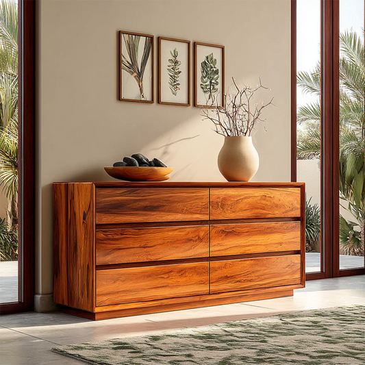 Modern wood sideboard with spacious drawer storage and clean contemporary styling