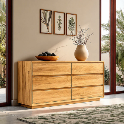 Refined buffet sideboard with practical drawer organization and contemporary silhouette