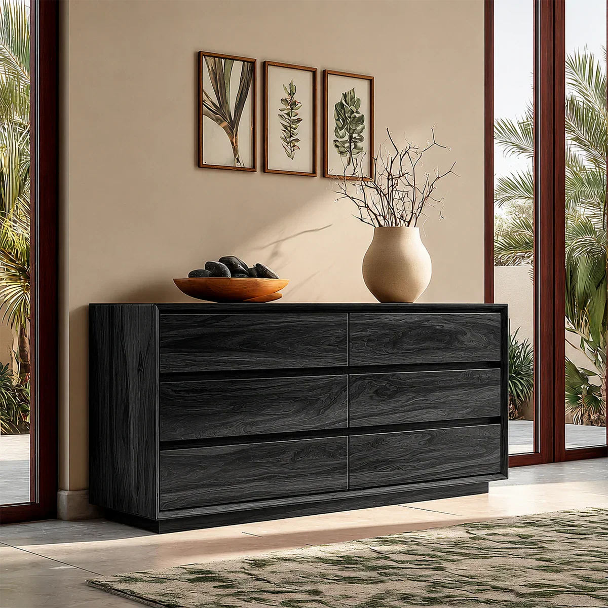 Contemporary drawer sideboard with clean lined design and spacious hidden storage
