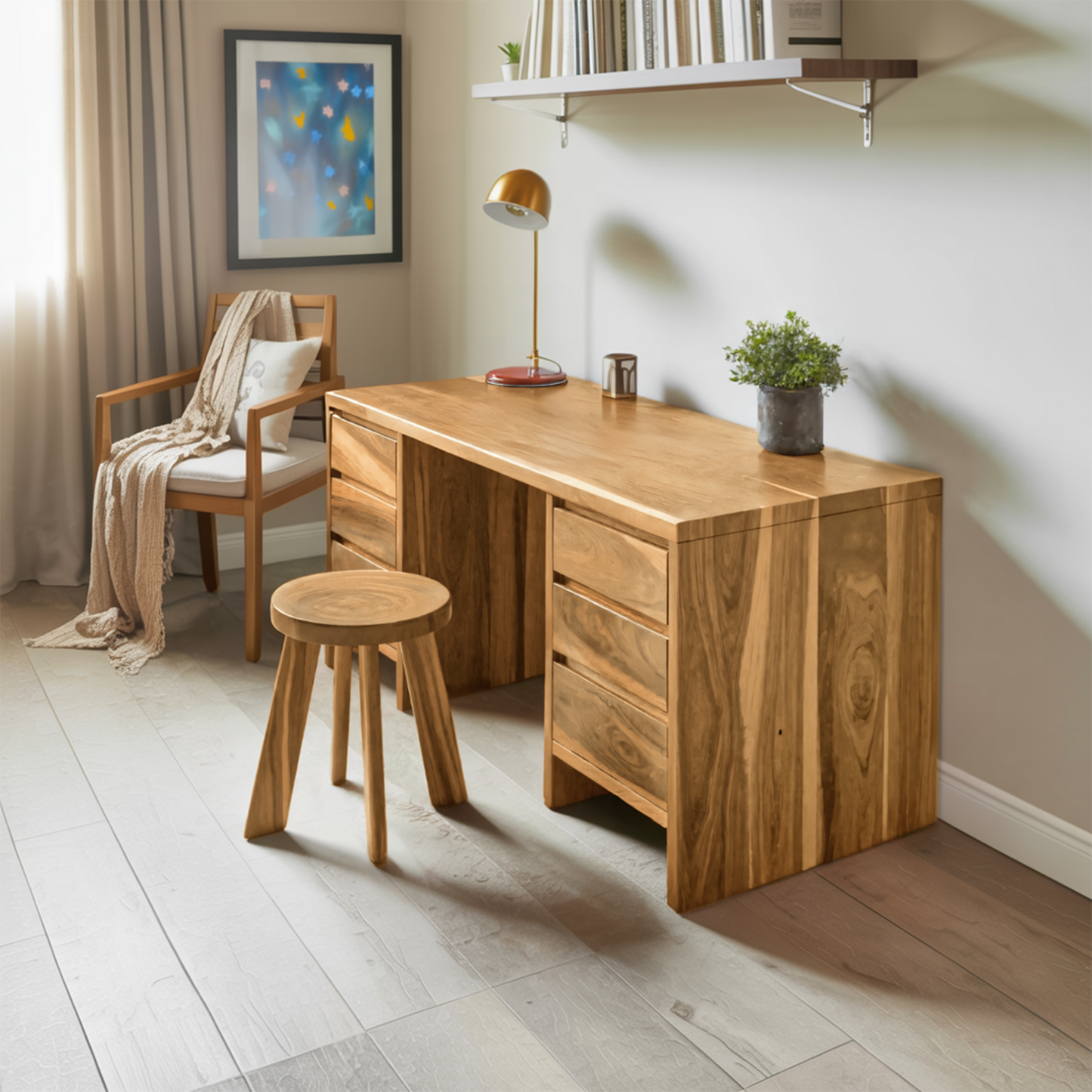 Modern Desk With Drawers Minimalist Office Table For Home Study And Workspace