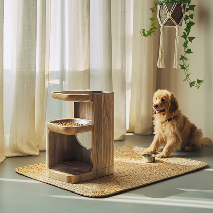 Farmhouse Wooden Dog Bowl Holder For Pet Feeding