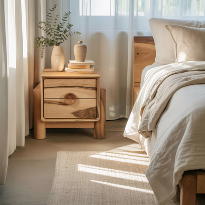 Modern Nightstand With Round Handle Bedside Table For Bedroom And Living Room