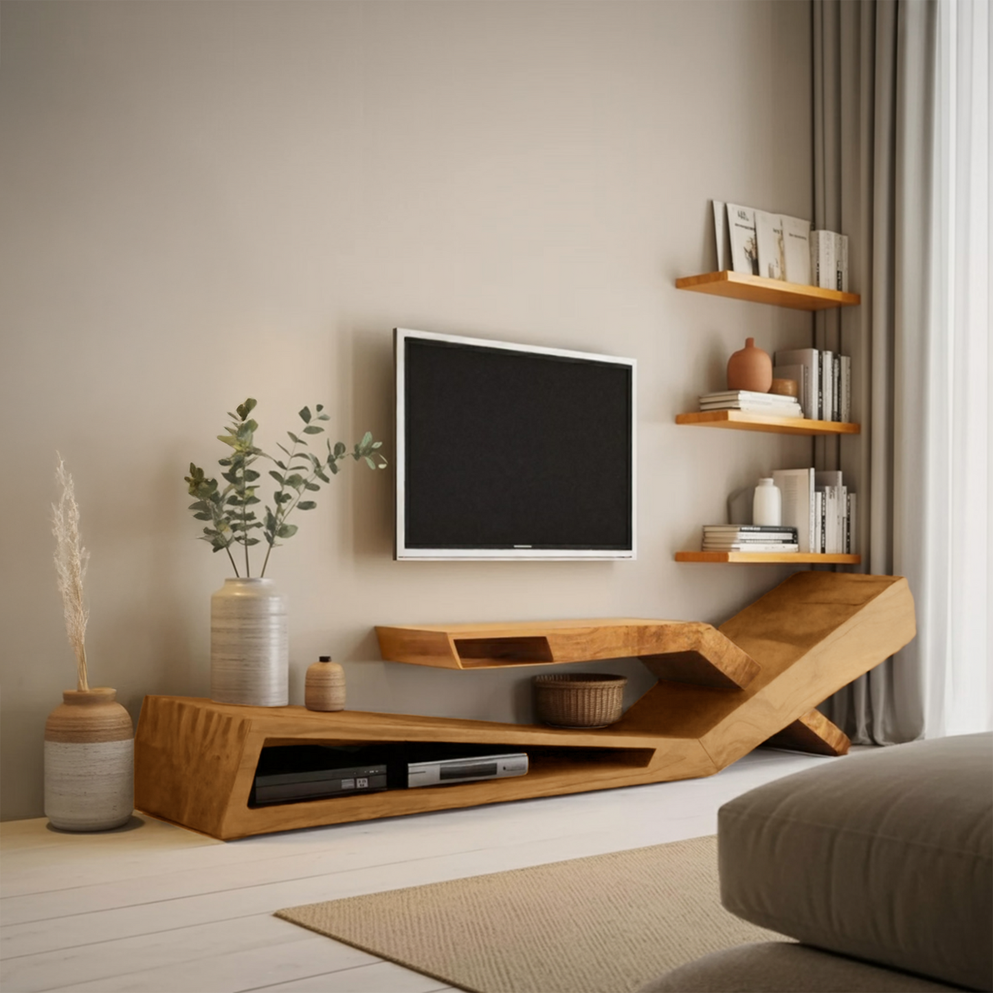 Contemporary Artistic TV Stand Modern Living Room Display