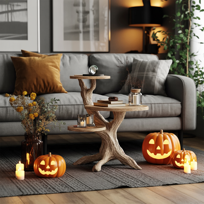 Mid Century Round End Table For Entryway Design Gothic Halloween Decor