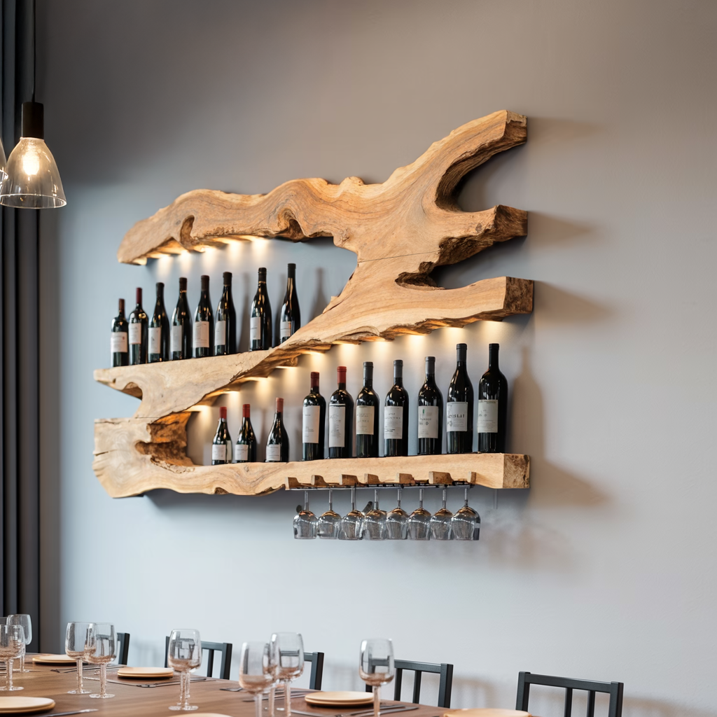 Mid Century Wine Holder For Kitchen Minimalist Shelf