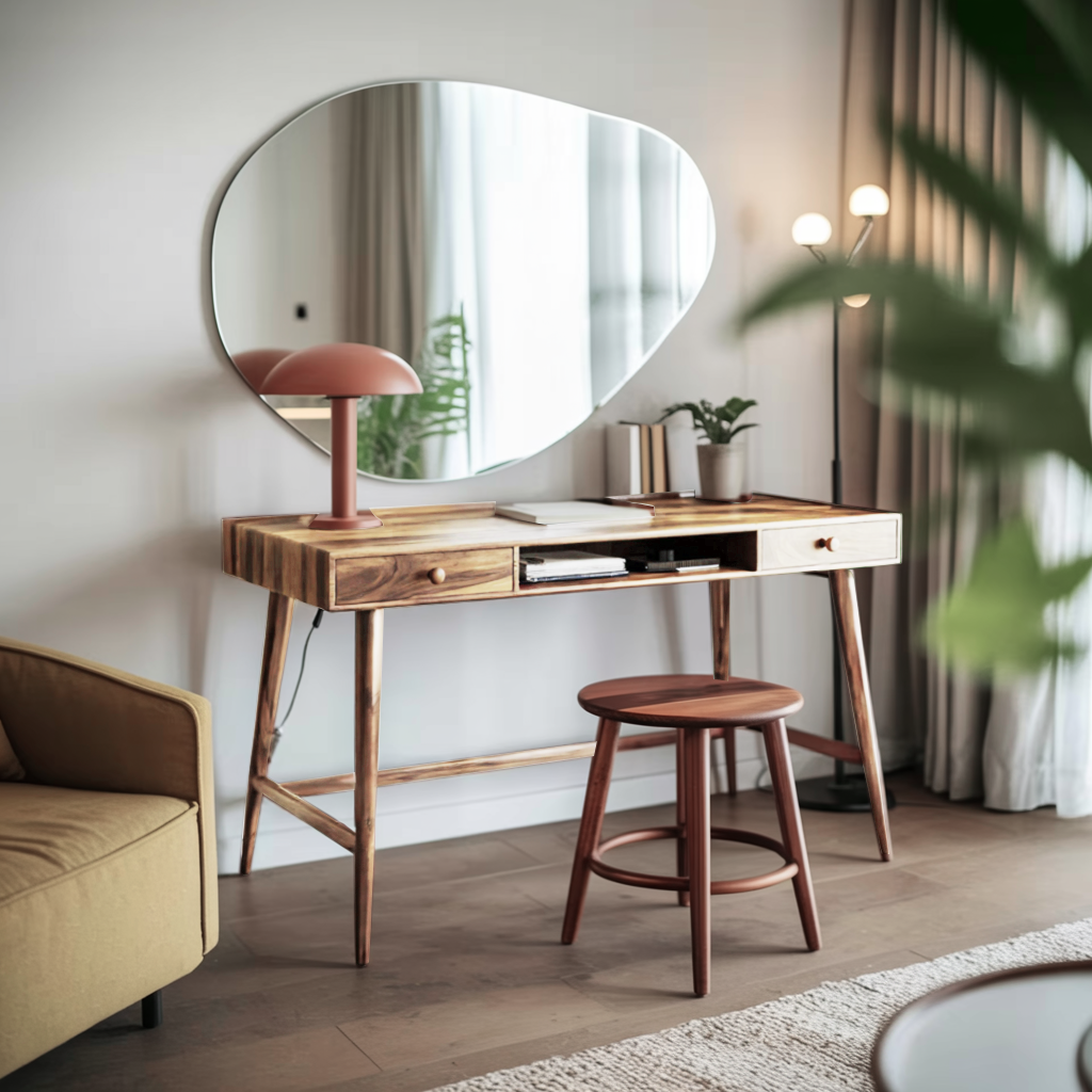 Mid Century Desk With Drawer For Home Office And Workspace