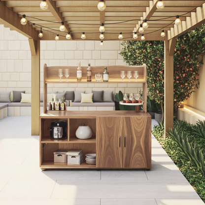 Contemporary Outdoor Bar Table With Hidden Storage For Garden Or Poolside