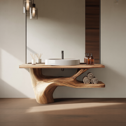 Handcrafted Solid Wood Vanity For Natural Interiors