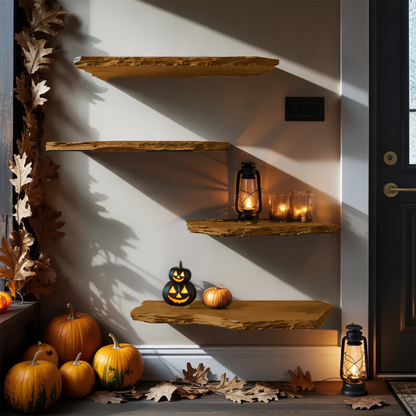 Handcrafted Wooden Floating Shelf For Bedroom Artistic Halloween Wall Decor