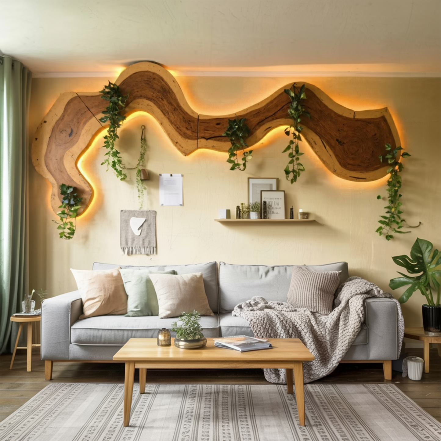 Rustic Sculptural Wall Art For Living Room Above TV