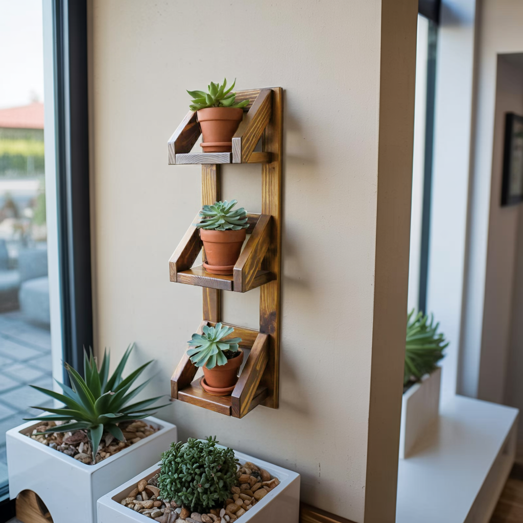 Rustic Wall Mounted Plant Shelf Hanging Planter For Balcony And Patio