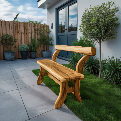 Rustic Garden Bench With Curved Seat For Patio Pathway And Front Porch