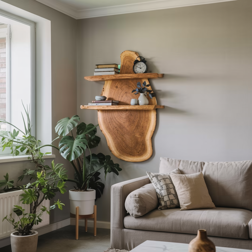 Live Edge Wall Shelf For Bedroom And Workspace Decor