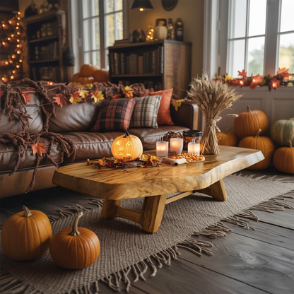 Mid Century Wooden Live Edge Coffee Table For Living Room Haunted Decor