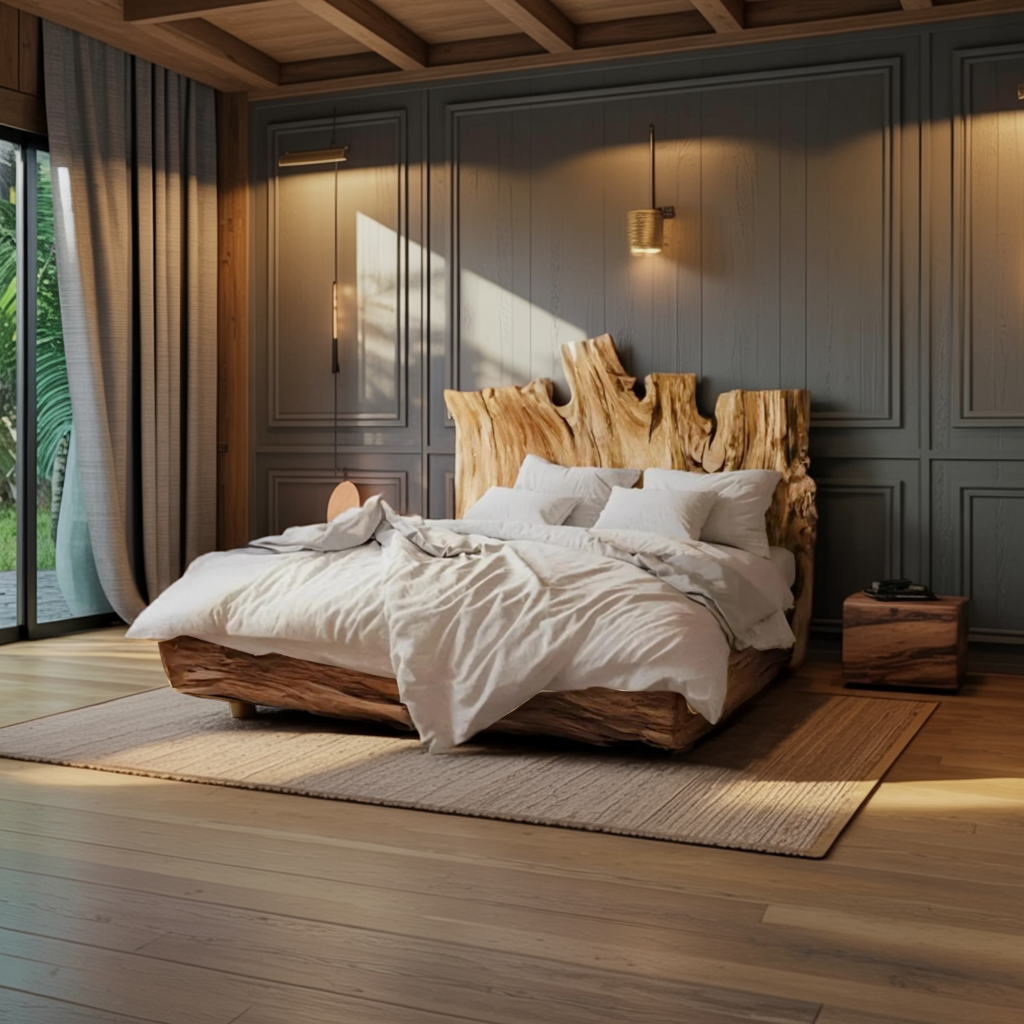 Rustic Live Edge Headboard For King Or Queen Bed