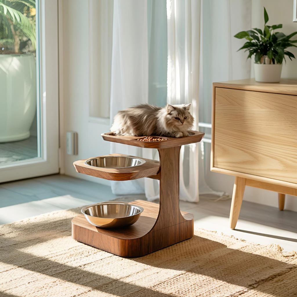 Farmhouse Feeding Stand For Dog Food Bowl Storage