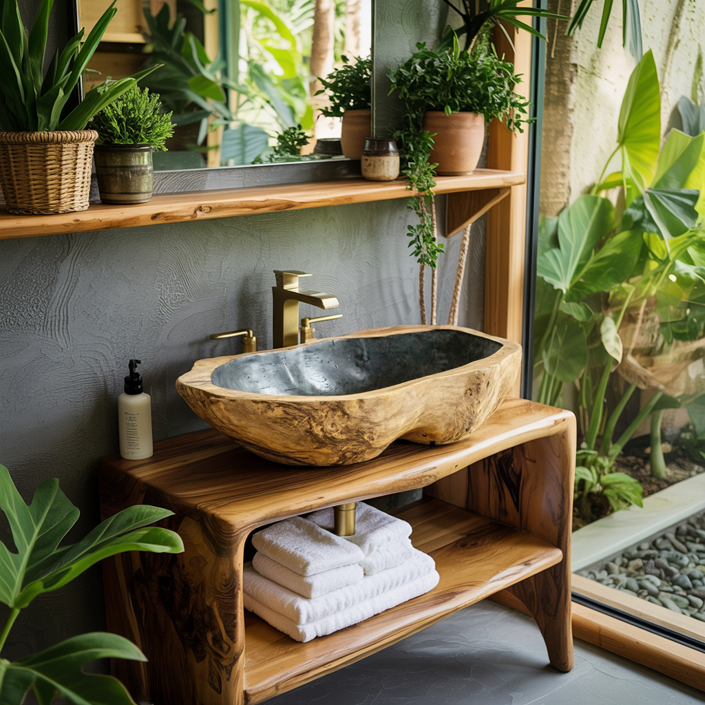 Solid Wood Sink Farmhouse Look For Bathroom Vanity Decor