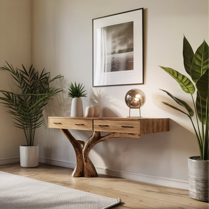 Farmhouse Live Edge Entryway Table For Bedroom Cozy Rustic Vibes