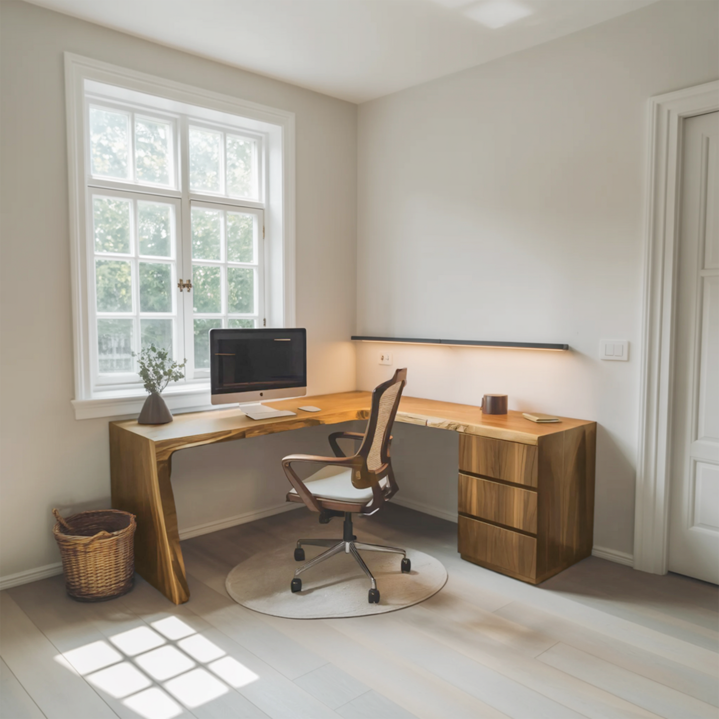 Modern Live Edge L Shaped Desk For Minimalist Home Office