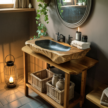 Handcrafted Solid Wood Sink For Farmhouse Bathroom Decor